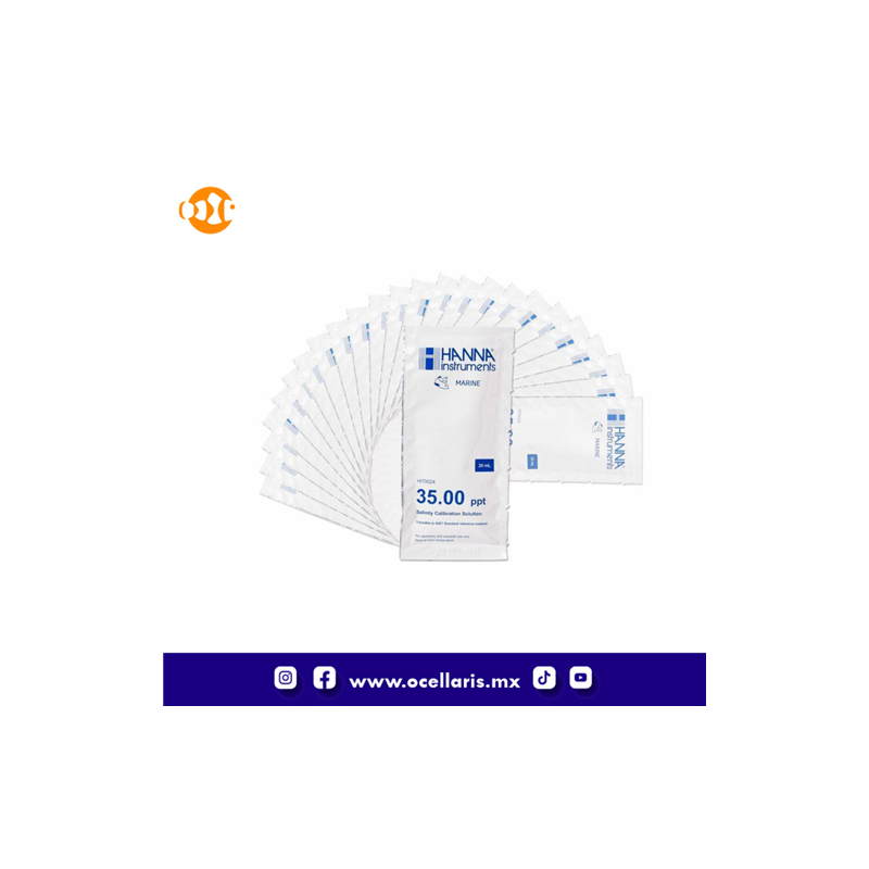 Hanna HI70024 Solución de Calibración de Salinidad de 35 ppt - 25 pzas