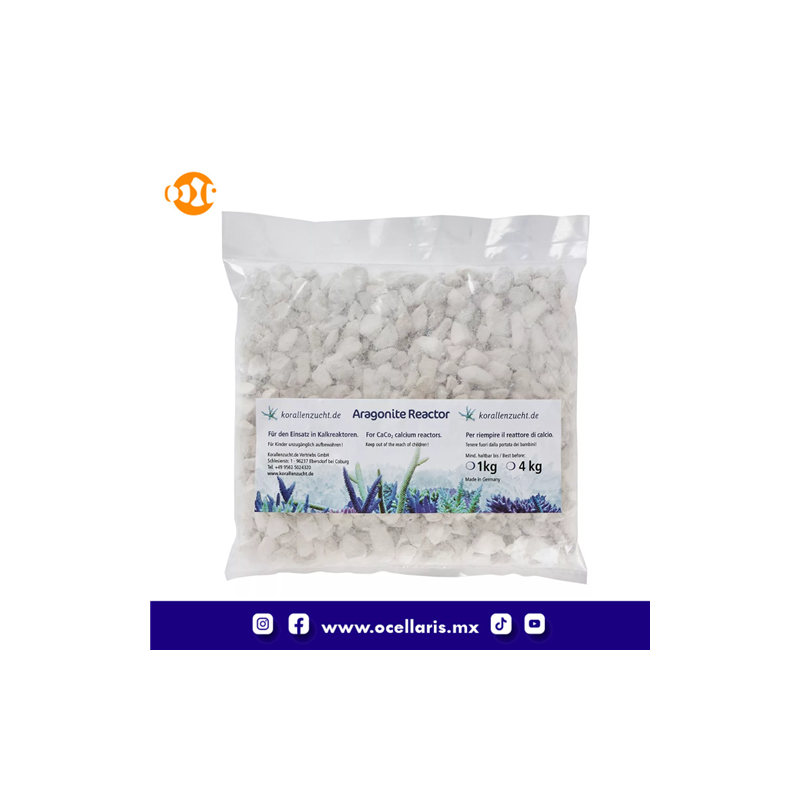Media de Aragonita para Reactor de Calcio - 1 kg