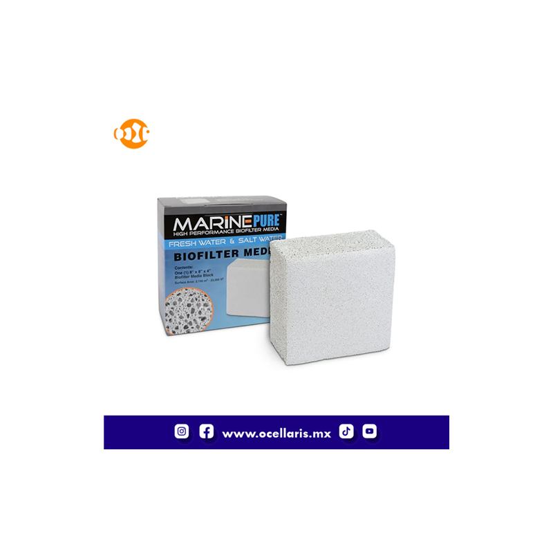 MarinePure Biofilter Media - Block de 8 x 8 x 4 pulgadas