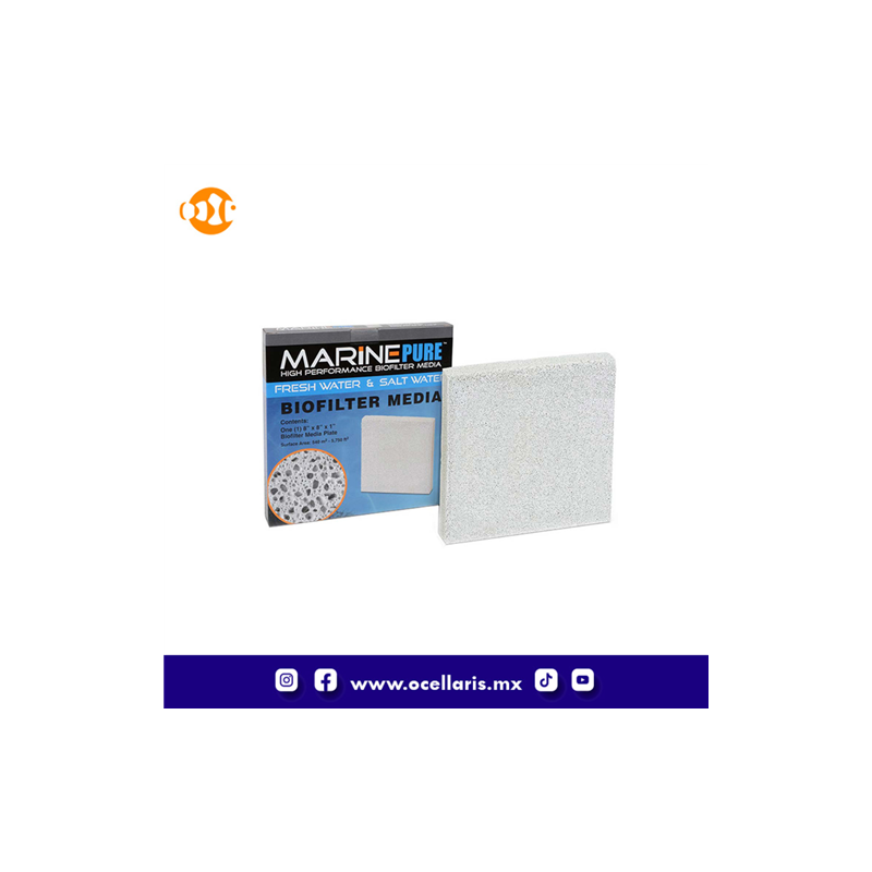 MarinePure Biofilter Media - Plato de  8 x 8 x 1 pulgadas