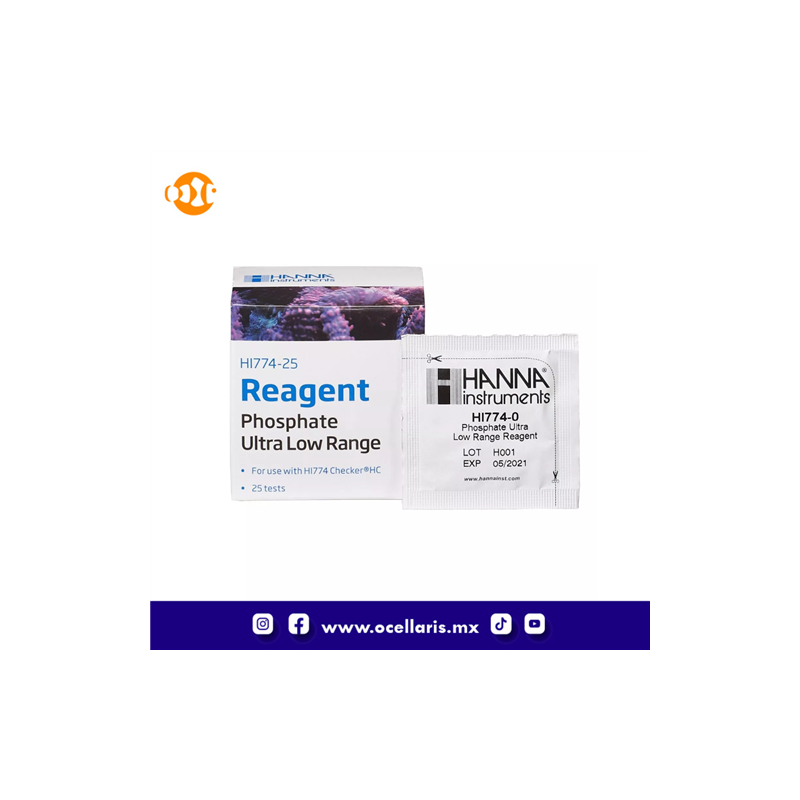 Hanna HI774-25 Reactivos para el Colorímetro de Fosfato Ultra Bajo Rango (ULR)